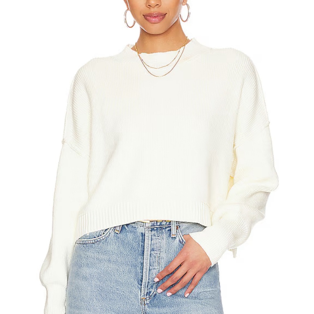 NWT - Free People Easy Street Crop Sweater in Moonglow (Cream)